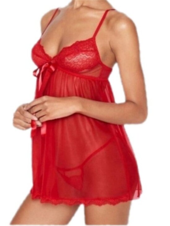 Victoria's Secret Other - VICTORIA’S SECRET Red Babydoll Lace Lingerie Large